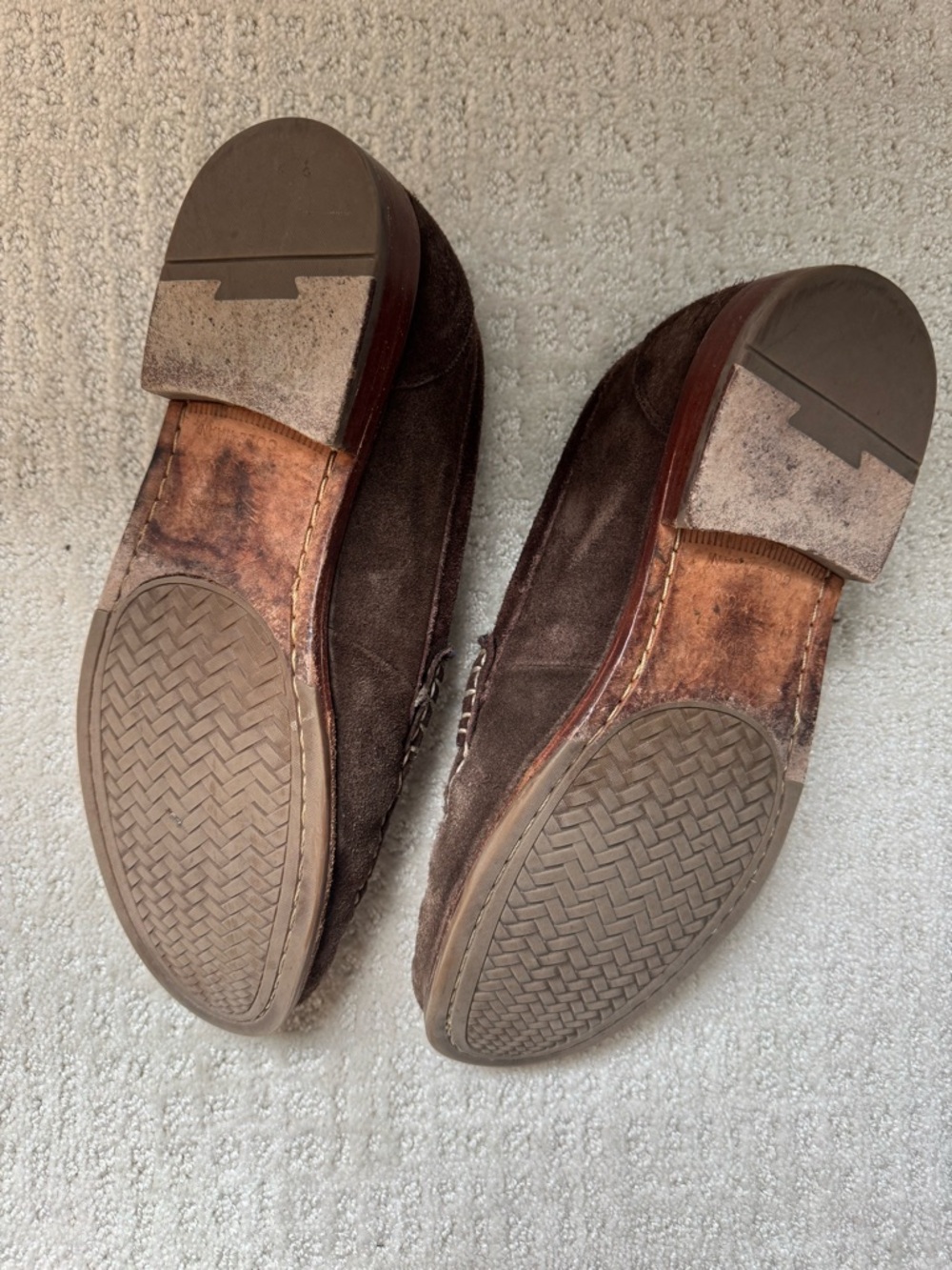 Cole Haan Brown Suede Penny Loafers with Contrast Stitching - Picture 3 of 4